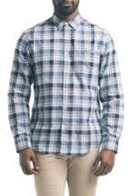 Men's Good Man Brand Trim Fit Plaid Twill Sport Shirt, Size - Blue