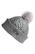 Women's Ugg Australia Water Resistant Quilted Hat With Genuine Shearling Pompom - Grey
