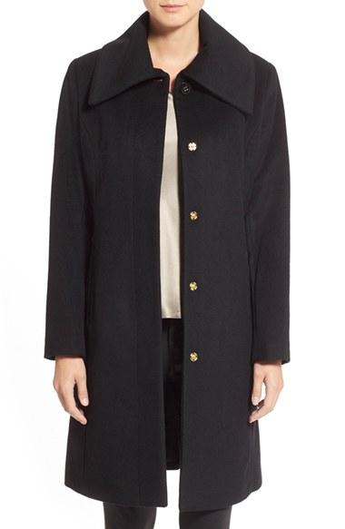 Women's Cole Haan Signature Single Breasted Wool Blend Coat