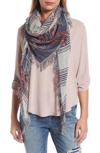 Women's Bp Dual Plaid Triangle Scarf, Size - Blue