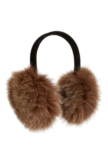 Women's Kyi Kyi Genuine Fox Fur Earmuffs - Brown