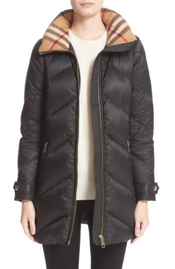 Women's Burberry Eastwick Chevron Quilted Coat - Black