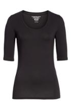 Women's Majestic Soft Touch Elbow Sleeve Tee - Black