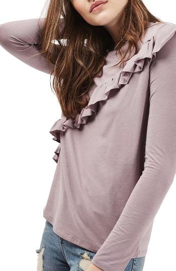 Petite Women's Topshop Ruffle Tee P Us (fits Like 6-8p) - Purple