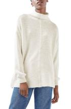 Women's Topshop Funnel Neck Mixed Knit Sweater