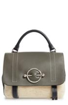Jw Anderson Large Disc Leather & Genuine Shearling Satchel -