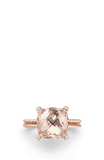 Women's David Yurman Chatelaine Morganite & Diamond Ring In 18k Rose Gold