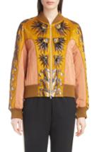 Women's Dries Van Noten Embellished Mixed Media Bomber Jacket - Yellow