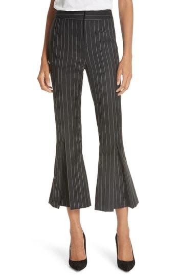 Women's Frame Pleated Flare Hem Wool Blend Pants - Black