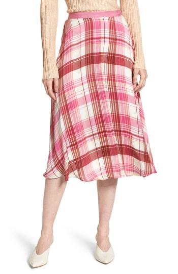 Women's Lewit Plaid Silk Skirt - Pink