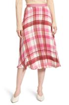 Women's Lewit Plaid Silk Skirt - Pink