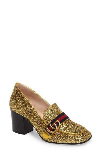 Women's Gucci Glitter Peyton Loafer Pump .5us / 37.5eu - Metallic