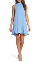 Petite Women's Charles Hem Ruffle Shift Dress P - Blue