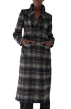 Women's Sosken Gin Twill Check Long Coat - Black