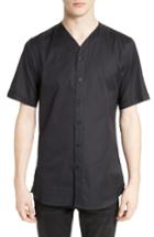 Men's The Kooples Classic Cotton Woven V-neck Shirt - Black