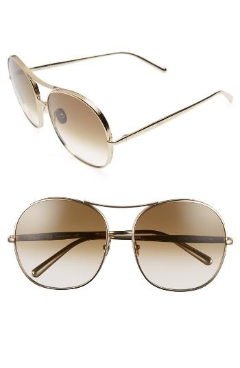 Women's Chloe 61mm Oversize Aviator Sunglasses - Gold/ Khaki