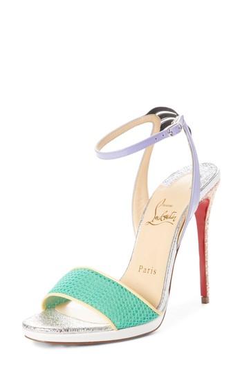 Women's Christian Louboutin Discoport Textured Sandal Us / 35eu - Blue