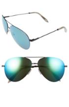 Women's Victoria Beckham Classic Victoria Feather 62mm Aviator Sunglasses - Black/ Turquoise Mirror
