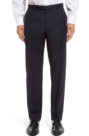 Men's Boss Leenon Flat Front Regular Fit Solid Wool Trousers R - Blue