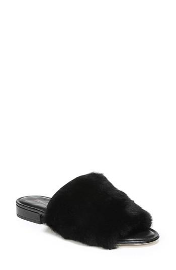 Women's Diane Von Furstenberg Santi Genuine Shearling Slide Sandal M - Black
