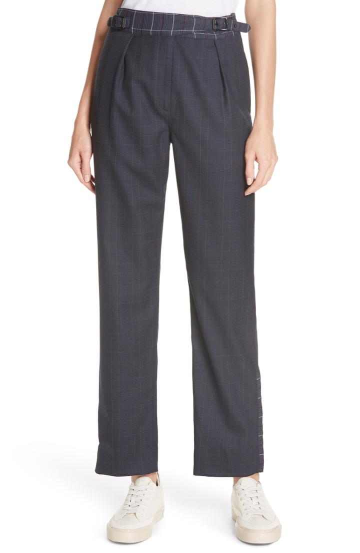 Women's Rag & Bone James Plaid Wool Blend Pants - Blue