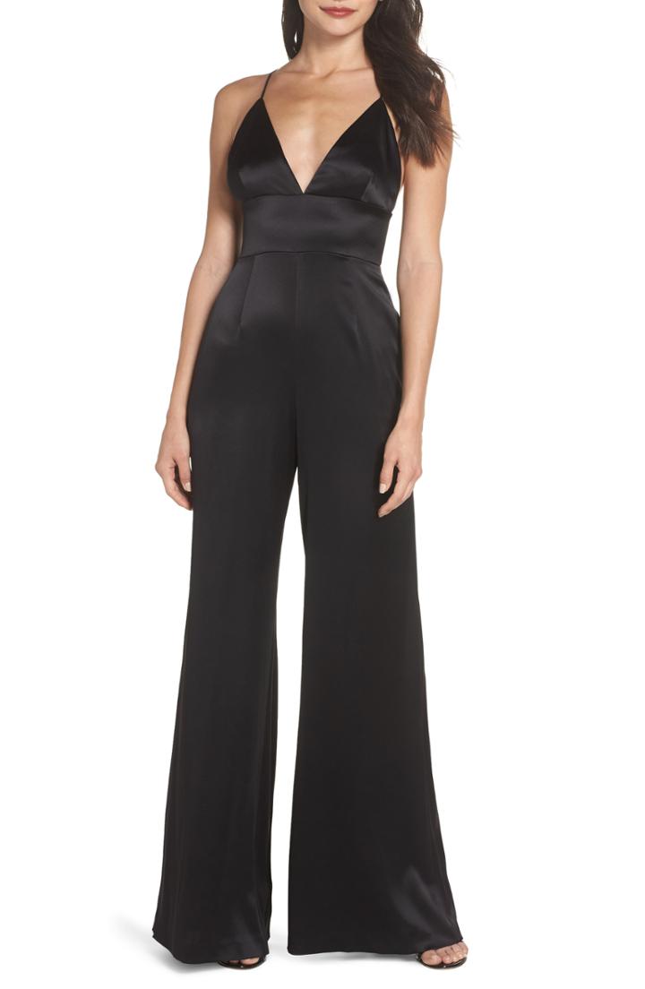 Women's Jill Jill Stuart Plunge Neck Satin Jumpsuit