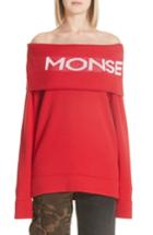 Women's Monse Logo Off The Shoulder Wool Blend Sweater - Red