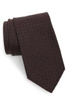 Men's Brioni Geometric Weave Tie, Size - Brown