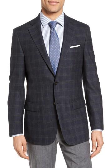 Men's Hart Schaffner Marx Classic Fit Plaid Wool Sport Coat S - Blue