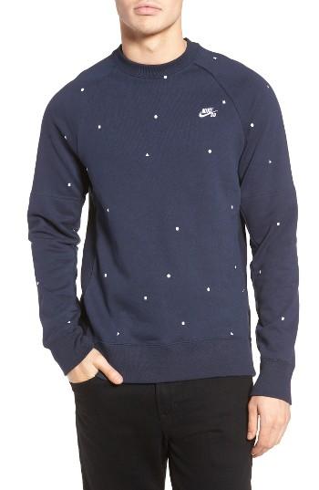 Men's Nike Sb Everett Geo Print Sweatshirt - Blue