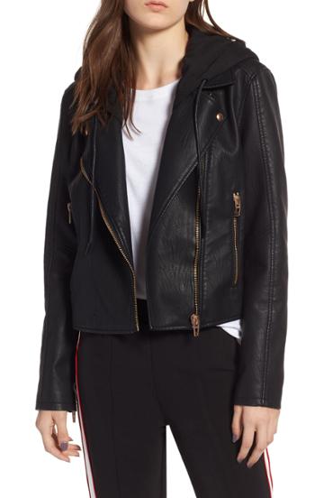 Women's Blanknyc Meant To Be Moto Jacket With Removable Hood