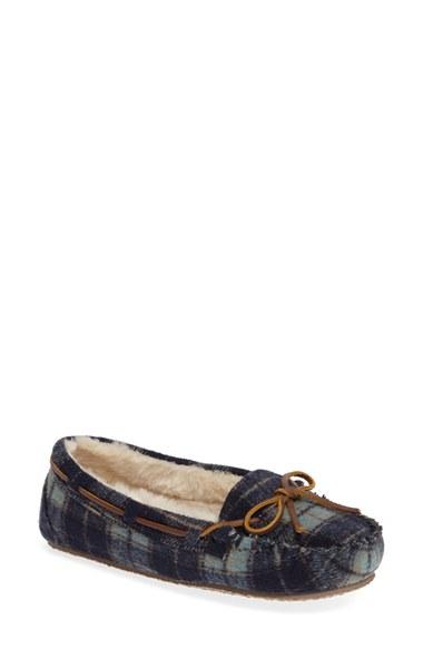 Women's Minnetonka Cally Plaid Faux Fur Lined Slipper