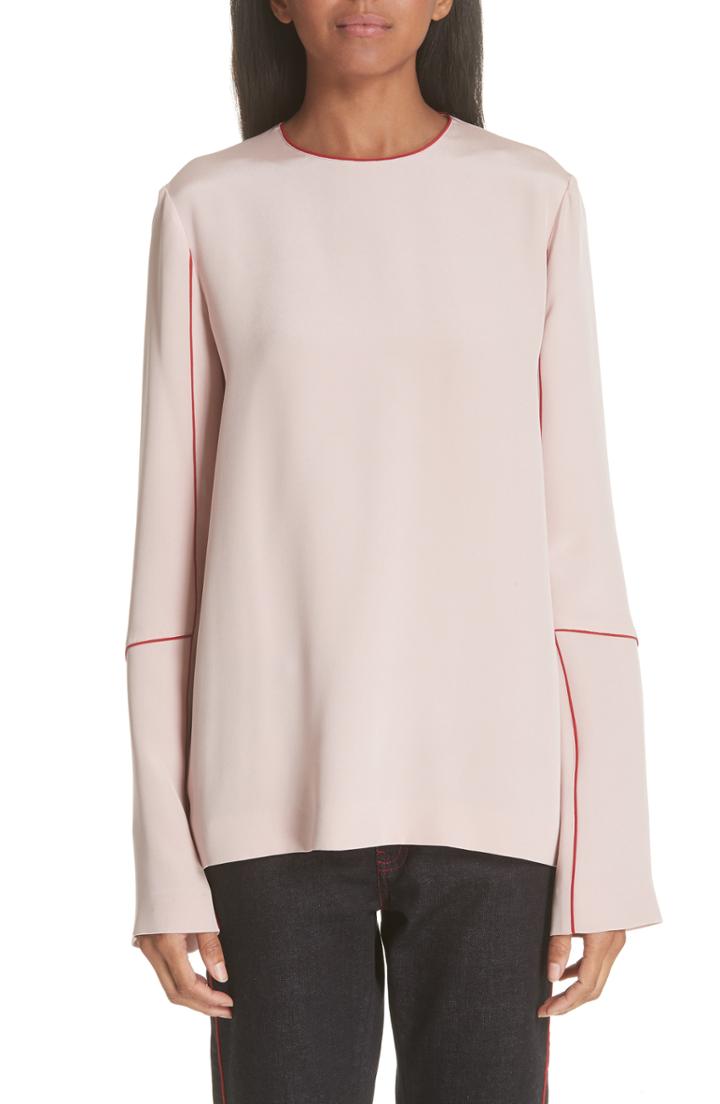 Women's Stella Mccartney Contrast Stitch Silk Blouse Us / 42 It - Pink