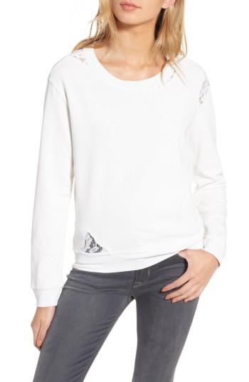Women's Stateside Lace Trim Sweatshirt - White