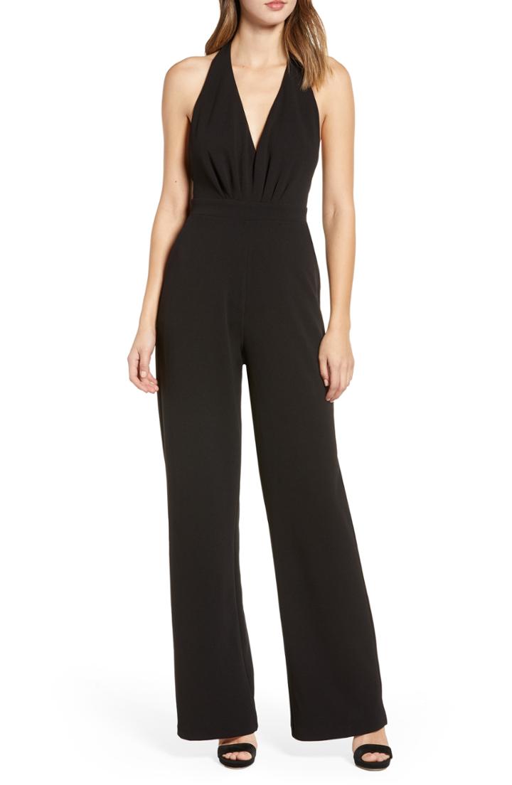 Women's Socialite Halter Jumpsuit, Size - Black