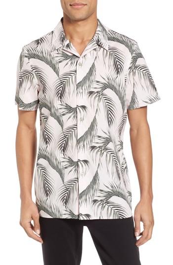 Men's Calibrate Trim Fit Short Sleeve Print Camp Shirt - Pink