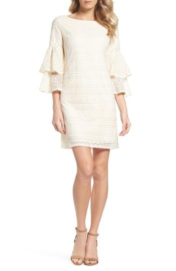 Women's Eliza J Bell Sleeve Lace Shift Dress - Ivory