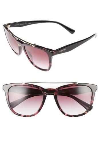 Women's Valentino 54mm Cat Eye Sunglasses - Rose Havana/ Light Gold