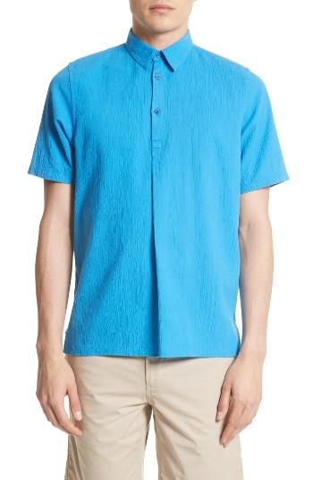 Men's Norse Projects Theo Cotton & Linen Sport Shirt - Blue
