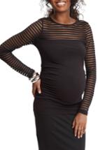 Women's Stowaway Collection Shadow Stripe Maternity Top - Black