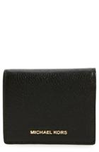 Women's Michael Michael Kors Mercer Leather Rfid Card Holder - Black