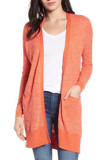 Women's Caslon Slub Stripe Cardigan - Coral