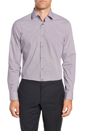 Men's Calibrate Trim Fit Stretch Non-iron Geometric Dress Shirt .5 32/33 - Purple