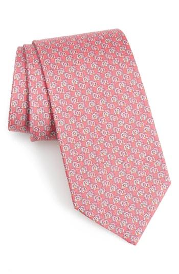 Men's Salvatore Ferragamo Fiore Print Silk Tie, Size - Pink