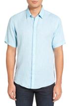 Men's Zachary Prell Kaplan Slim Fit Linen Sport Shirt, Size - Blue/green