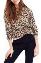 Women's J.crew Cheetah Print Merino Wool Sweatshirt - Brown