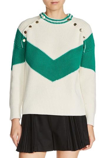 Women's Maje Snap Shoulder Sweater - Green
