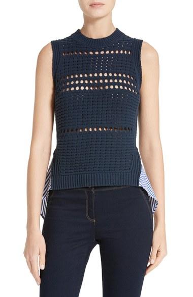 Women's Veronica Beard Layered Hem Sleeveless Sweater - Blue