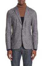 Men's Eleventy Trim Fit Houndstooth Wool & Cotton Sport Coat Us / 52 Eu R - Grey
