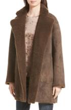 Women's Vince Reversible Teddy Genuine Shearling Coat - Brown